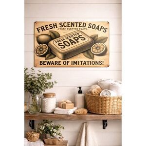 Vintage Fresh Scented Soaps Metal Sign 8x12 | Farmhouse Bathroom Decor